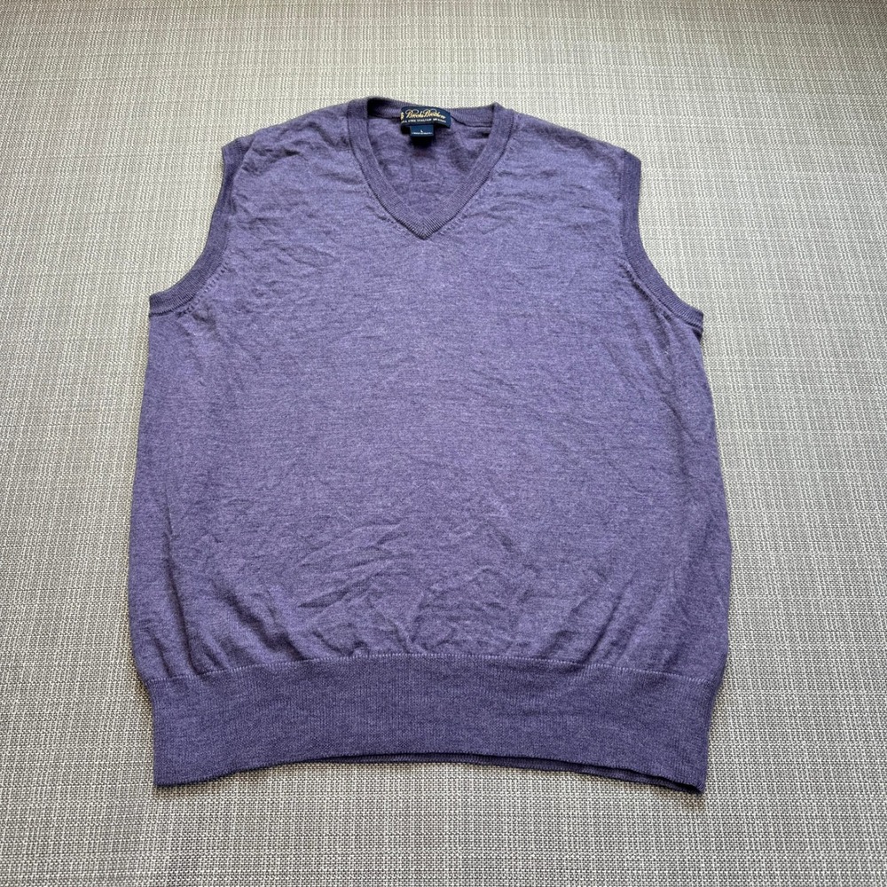 Brooks Brothers Italian‎ Merino Wool V-Neck Sweater Vest Large Preppy Golf